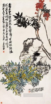 中国の伝統芸術 Painting - 呉滄朔グリーンアンティーク中国